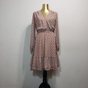 2BELLA Tie-Waist Long Sleeve Floral Dress